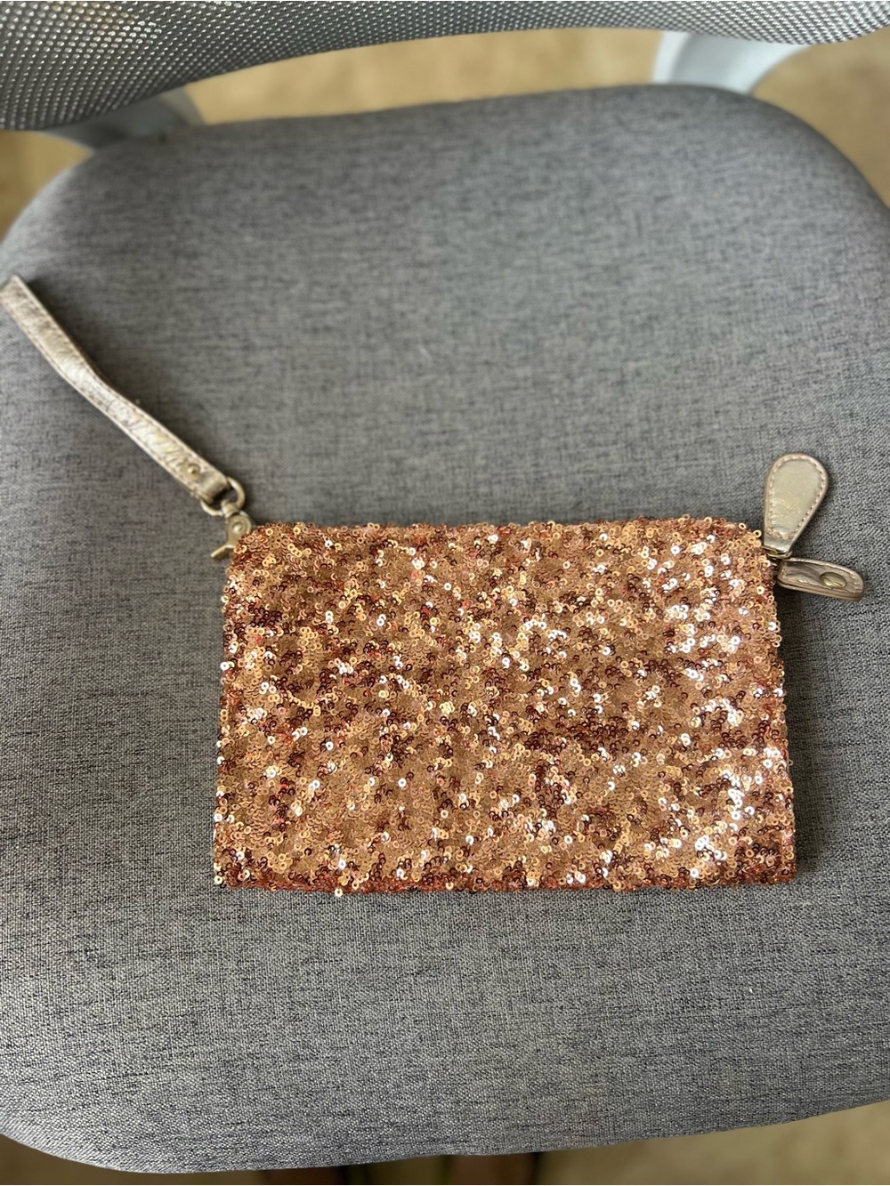 Sequin Wristlet Clutch - Rose Gold